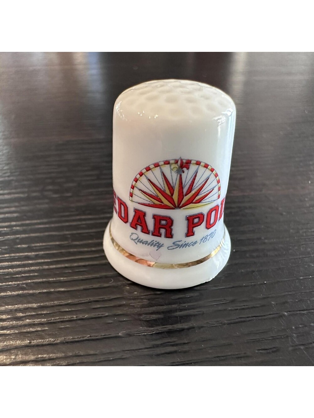 Cedar Point Amusement Park Souvenir Thimble Ferris Wheel Gold Trim EUC
